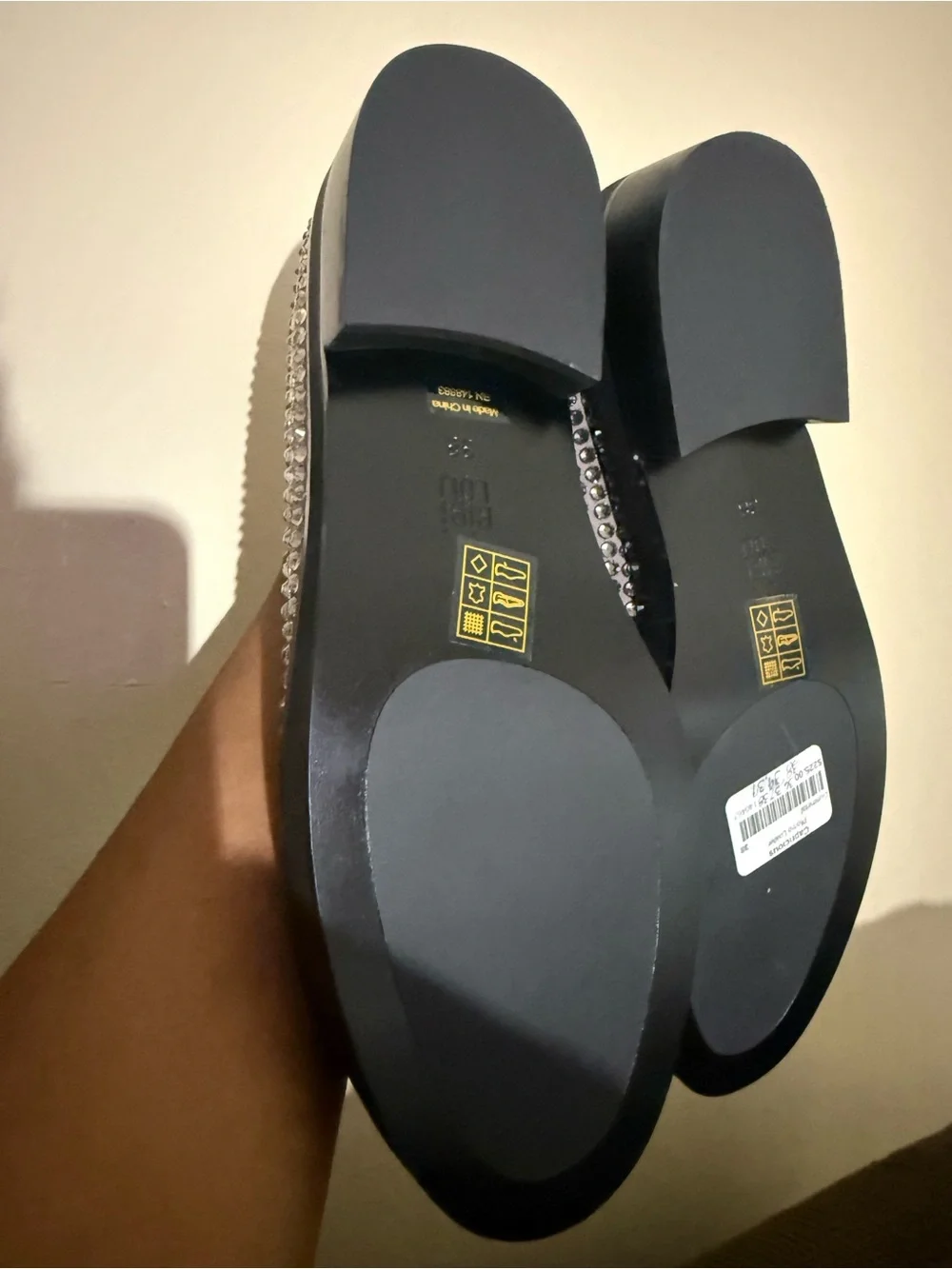 Crystal-Embellished Gray Loafers for Women